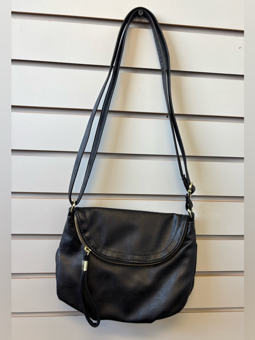 Charming Charlie Black Crossbody Bag with Gold Hardware